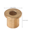 Six Piece Flanged Copper Sleeve Bearings With Step Shoulder Flange And Wrapped Brass Bushings built like a tank, close-up view, dimensions labeled.
