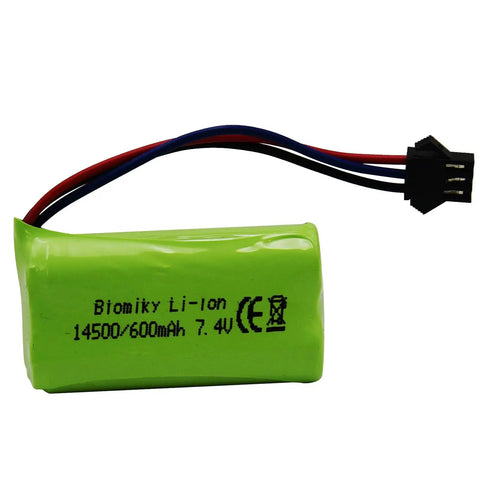 7.4V 2S 600mAh RC Battery With SM-3P Plug And Cable, 4.44Wh, 10C Discharge, Lightweight LiPo Pack For Amphibious RC Trucks