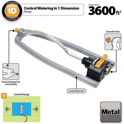 Metal Oscillating Sprinkler With Quick Connect Adapter Delivers Even Coverage For Lawns And Gardens Up To 3600 Sq Ft