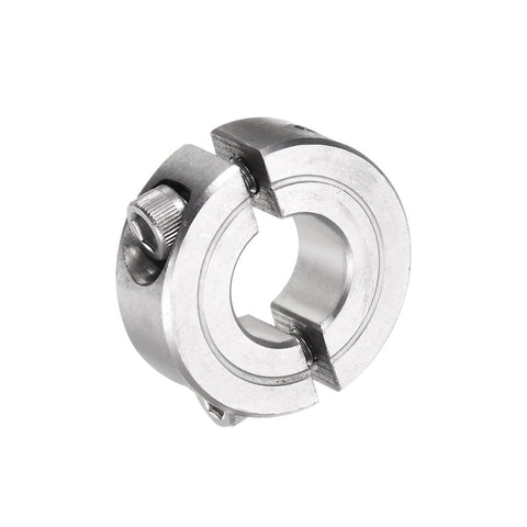 Two Piece Split Shaft Collar Clamp On For 1/2 Inch Shafts, 1-1/8 Inch Outer Diameter, 13/32 Inch Width, 304 Stainless Steel Axle Collar With Set Screw