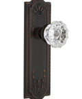 Meadows Plate and Interior Crystal Door Knob Set With Fluted Crystal Knob and Decorative Plate against white background