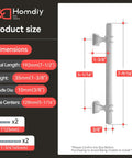 Diagram showing dimensions of Ten Pack Brushed Nickel Cabinet Pulls Center To Center 128mm 7.5 Inch Overall Length 192mm