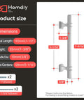 Diagram showing dimensions for 25 Pack Black Cabinet Pulls 3 Inch Kitchen Handles Modern Square Hardware with measurements in millimeters and inches