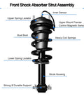 Two Front Shock Absorber Struts Assembly With Magnetic Ride Control Fits 2015-2020 Cadillac Escalade ESV Chevy Tahoe Suburban Silverado GMC Sierra 1500 Yukon XL Auto Replacement Premium Ride showing labeled parts including sensor and coil springs
