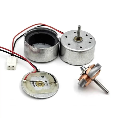 Mini DC Spindle Motor 5V 6V 9V 12V 6500RPM Low Current For Solar Power Models with disassembled parts on display