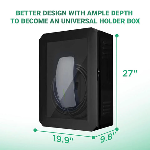 Outdoor EV Charger Box With Cable Organizer, Waterproof Dustproof Enclosure for Universal Connector showing dimensions