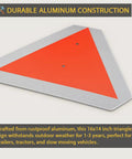 Glow In The Dark Slow Moving Vehicle Sign For Golf Carts And UTVs Aluminum 16x14 Inch Safety Triangle Sign DOT Compliant SMV Sign