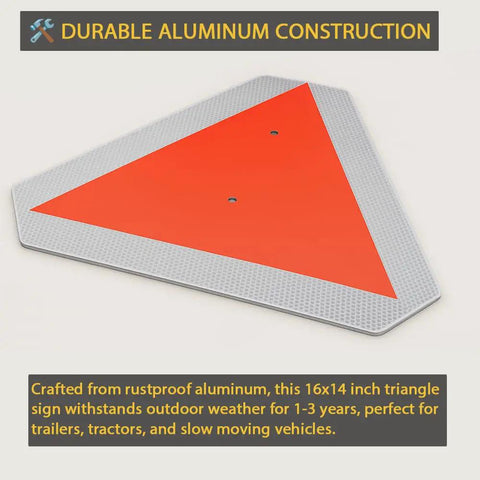 Glow In The Dark Slow Moving Vehicle Sign For Golf Carts And UTVs Aluminum 16x14 Inch Safety Triangle Sign DOT Compliant SMV Sign