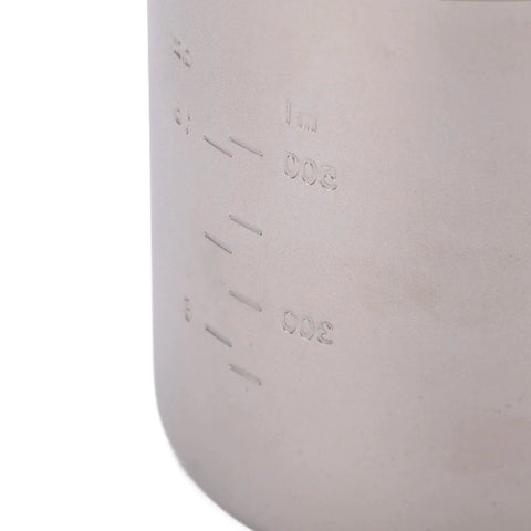 Close-up of measurement markings on 750ml Folding-Handles Outdoor Water Mug For Camping And Hiking, Lightweight Alloy Cup