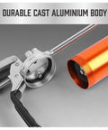 Side view of HORUSDY heavy-duty grease gun with orange 14oz grease cartridge