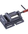 Heavy Duty Bench Vise for Woodworking Pros That Grips Tight Like Crazy For Pipe Cutting And Wood Projects With Solid Iron Construction For Serious Repair Work Every Weekend DIYer Needs This 6 Inch Portable Clamp Tool Today in cast iron finish, featuring a red handle and screw mechanism.