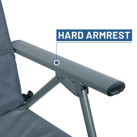 Close-up of hard armrest on Oversized Folding Rocking Camping Chair With Padded High Back, Portable Outdoor Rocker.
