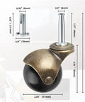 4 Pack 2 Inch Ball Caster Wheels With Stem Swivel For Furniture And Chairs 360 Degree Rolling Casters measured dimensions