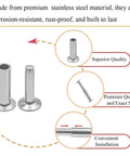 Stainless Steel Knife Handle Rivets Five Sixteenth by One Half Inch Set of Twelve Durable Burr Free Corrosion Resistant Fasteners details