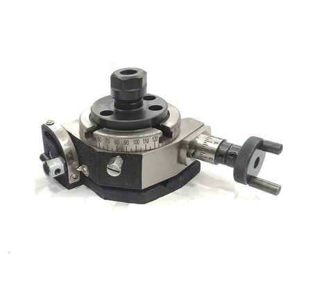 80 Mm Tilting Rotary Milling Table with M6 Clamp Kit ER Collet Adapter ER20 Collet Adapter showing 0 to 90 degree tilt, worm gear