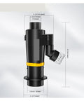 Heavy Duty Cyclone Separator Dust Collector With Dual Filter Elements And Serious Turbo Suction Vacuum Cleaner dimensions illustration showing size and fitting details