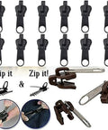 Instant Zipper Repair Kit 12 Piece Zip Slider Replacement Set With Nylon And Alloy Pulleys for Clothes, Jackets, Backpacks