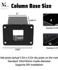 Detailed view of black 8 Pack 6x6 Post Bases Real Size 5.5x5.5 Black High Strength Alloy for decks and gates installation