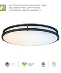 Dope 24 Inch Oval Flush Mount Light With 5CCT Dimmable ETL Listed Low Profile Double Ring Black Fixture