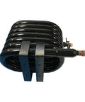 Heavy Duty Tube In Tube Coaxial Condenser For Heat Pump Water Heaters Featuring Top Shelf Heat Exchange Efficiency Built Tough For Extended Service Life And Reliable Zero Hassle Commercial Operation, black coil design.