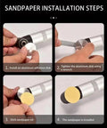 Sandpaper installation steps for Knockout Compact Angle Grinder With A Solid 90 Degree Elbow Head For Tough Cutting Grinding And Polishing In Tight Squeezes Backed By Reliable Dual Voltage Muscle.