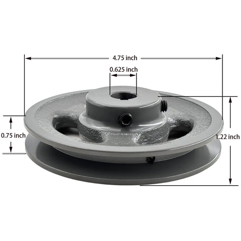 5/8 Inch Bore 4.75 Inch OD One Groove V Belt Pulley Cast Iron Motor Pulley For AX A 3L 4L V Belts With 5/8 Shaft And Keyseat