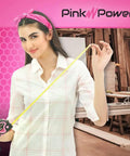 Woman using Pink Tape Measure 16 Ft For Womens DIY Tool Kit With Handy Retractable Blade And Lock Button Lightweight