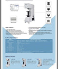 Heavy Hitter Digital Rockwell Hardness Tester Featuring Auto Load Touchscreen And Full Multi Scale Conversion showcasing specifications and features on display.
