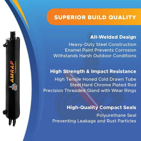Heavy Duty 4x24 Hydraulic Log Splitter Cylinder With 4 Inch Bore And 24 Inch Stroke featuring all-welded design and steel construction
