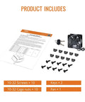 Accessories for 12U Wall Mount Server Cabinet With Lockable Glass Door And Side Panels Space-Saving, including screws and cooling fan