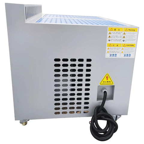 Heavy Duty Metal Working Downdraft Table With Side Suction Plate And Dust Collection Drum For Welding Grind Stations 2.2KW 220V Industrial Fume Extractor main unit rear view