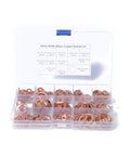 Ultimate 280-Piece Solid Copper Sump Plug Washer Set Kit With Complete Metric Pack Oil Drain Seals For Auto And Marine Engines To Stop Drip Leaks Like A Boss During Quick Maintenance And Major Repairs. Assorted copper washers in labeled plastic organizer
