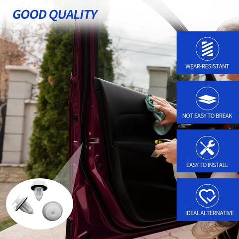 Car door with 50 Pack Door Trim Panel Retainer Clips Replacement For 90467 A0005 Car Panel Clips Durable Nylon Fasteners For Most Vehicles Interior Trim Security Great Fit For Most Cars And Rides in focus.