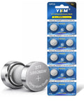 10 Pack Sr626sw And 377 Watch Batteries 1.55V Silver Oxide Button Cells displayed on blue card with one cell in front.