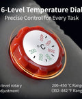 Close-up of 6-level temperature dial on 120W Soldering Gun Kit With 110V Power Six Level Adjustable Temperature From 392 To 842 Fahrenheit.