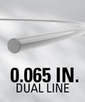 Close-up of 0.065 Inch Dual Line Trimmer Spool Replacement String, showcasing dual line feature and thickness for lawn trimmers.