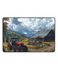 Farmhouse Tractor Area Rug 36x24 Inch Soft Non Slip Floor Mat featuring tractor and barn with scenic landscape pattern