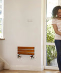 Teak Folding Shower Seat Wall Mounted 20 Inch Fold Down Bench Built To Last Waterproof Bathroom Shower Chair for inside install.