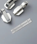 Close-up of 12Pcs Piano Hinges with Smooth Action for Cabinet Doors and Lids, Ideal for Residential and Commercial Furniture Fixtures, DIY Friendly, Durable Steel Hardware for Pianos, Cabinets, and More