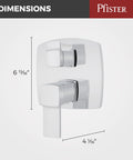Two Handle Diverter Shower Faucet Trim Kit In Brushed Nickel With Temperature And Mode Control For Upgrade Your Modern Bathroom Replacement Valve Not Included Durable Brass Construction Easy Install with dimensions 6 13/16 inches by 4 1/16 inches