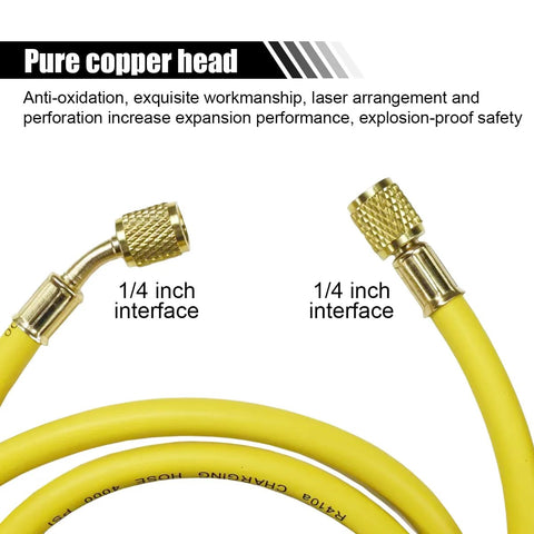 AC refrigerant charging hose, 60-inch, 800 PSI, with 1/4-inch SAE flare fittings, Amazon brand