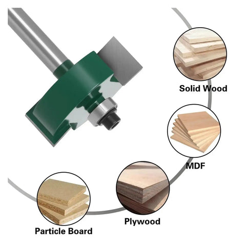 1 Pc 1 4 Inch Rabbet Router Bit Set With 6 Bearings Tenon Cutter And Anti Kickback Design For Woodworking Pros Who Need Smooth Cuts Up To 1 2 Inch Depth Fast, close-up view showing solid steel cutting edge.