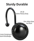 Heavy Duty Metal Shower Curtain Hooks 12 Pack, Rust-Resistant Zinc Alloy Circular Rings For Easy Glide shown with details