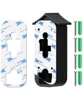 No Drill Doorbell Mount For Blink Video Doorbell 2Nd Gen Renter Friendly Tool Free Easy Installation Doorbell Not Included Black Security Mount For Apartments shown with adhesive backing and screws.