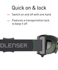 Rechargeable Lightweight Headlamp With 200 Lumen Output For Outdoor Adventures, side view lock system details