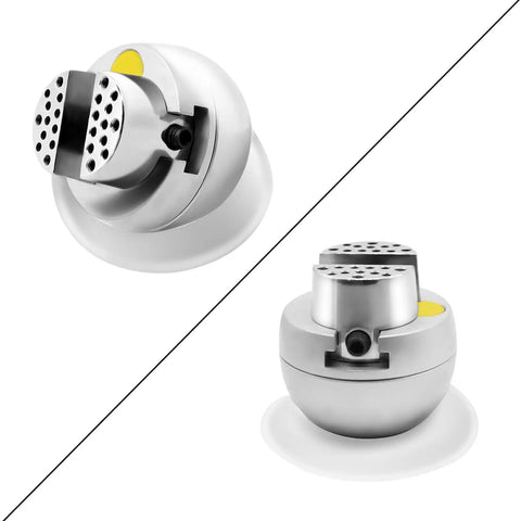 3 Inch Ball Vise With 360 Degree Rotation For Precise Carving And Metalworking, Stainless Steel Pro Clamp, Adjustable Opening Up To 2.1 Inches With Hex Wrench, Smooth Rotating Base For Crafting Perfection, top and front view