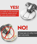 Comparison of Magnetic Door Stop Set 304 Stainless Steel Brushed Silver and a rusty zinc alloy material.
