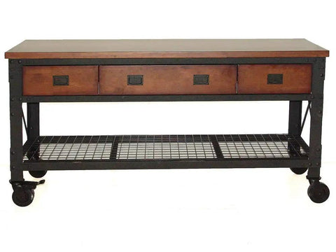 Rolling Workbench With Solid Hardwood Top 72 Inch By 24 Inch Heavy Duty Steel Construction Three Drawer Tool Station For Home Garage And Workshop Big Workspace Durable Easy Mobility On Wheels