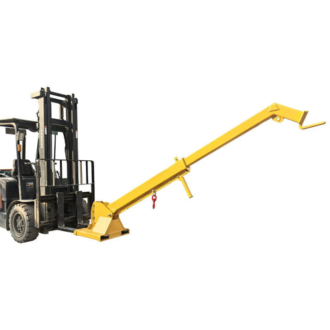 Heavy Duty Forklift Telescopic Boom With Adjustable Tilt And 6600 LBS Rock Solid Mobile Crane Kit mounted on a forklift.