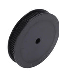 Industrial Grade Workhorse Aluminum Single Groove Web Sheave Pulley with Six Millimeter Belt Width and Tough Black Coating showing side view